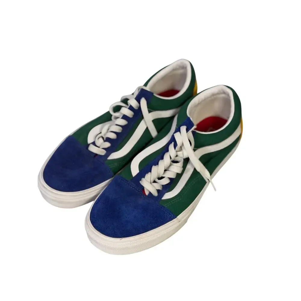 Vans Old Skool Colorblock Green Blue White Sneakers Men's Size 10.5 Women's 12